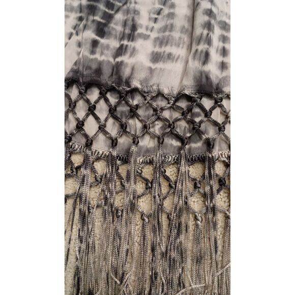 Chico's Skirt Womens Plus Size 1 Grey Tie Dyed Long Maxi Flowy with Fringe Hem - Picture 2 of 8